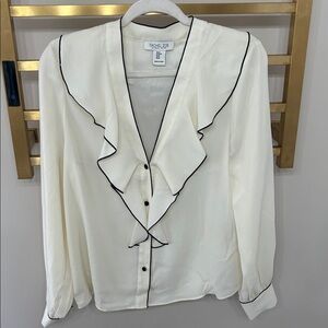 Rachel Zoe Ivory Blouse with Black Trim